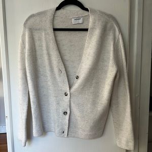 Old Navy Heather White Cardigan | Size Medium